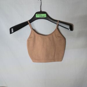 Bozzolo Caramel Ribbed Cropped Spaghetti Strap Tank Size S/M